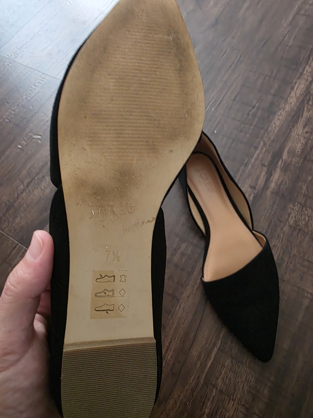 J.Crew Black Suede D'Orsay Pointed Toe Flats Women's Size 7.5 - Picture 4 of 5